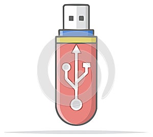 Isolated USB Flash Drive Digital Storage Device Vector Illustration Icon