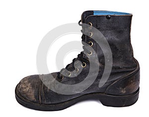 Isolated Used Army Boot - Inner Side