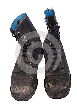 Isolated Used Army Boots - High Angle Frontal