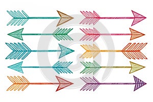 Isolated vector arrows hand drawn on white background photo