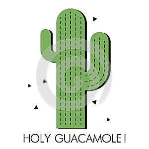 Isolated vector cactus icon with lettering