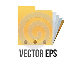 Vector classic gradient yellow computer file folder icon with document