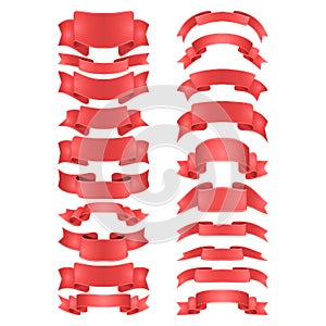 Isolated vector colored satin ribbons set