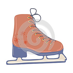 Isolated vector element. Winter skates. For woman and for girl. lothing store. Color image on a white background. The print is