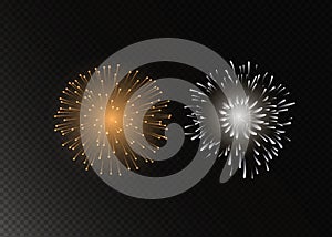 Isolated vector fireworks on transparent background