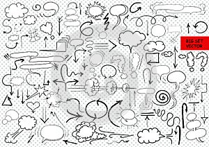 Isolated vector hand drawn arrows and comic blank