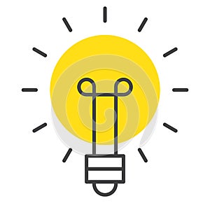 Isolated vector icon of light bulb in sun shape. Smart idea, energy saving concept.