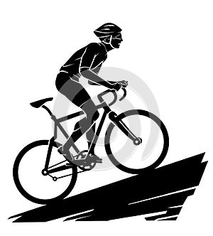 Bicycle Riding Uphill, Outdoor Silhouette photo