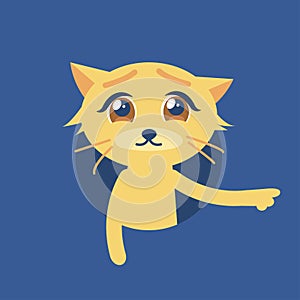 Isolated vector illustration of the cute cat with sad eyes.