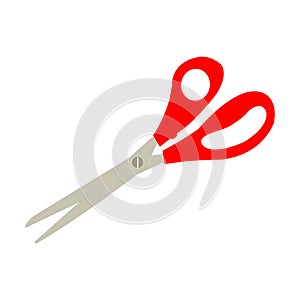 Isolated vector illustration of red scissors on white