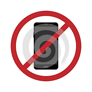 Isolated vector of no cell phones or devices allowed sign with smartphone