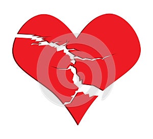 The isolated vector red love heart broken in two emoji icon, breaking heart, brokenhearted tatoo photo