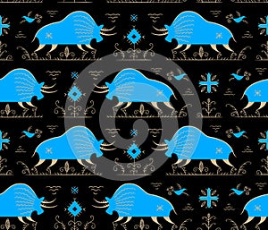 Isolated vector seamless pattern. Stylized Russian folklore.