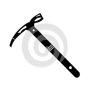 Isolated vector silhouette of a climbing pickaxe