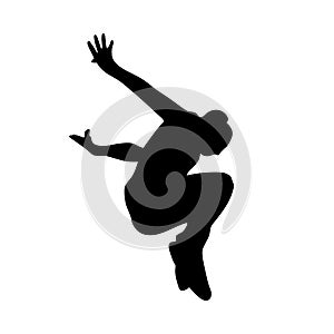 Isolated vector silhouette of a woman jumping