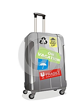 isolated vector of travel baggage with sticker