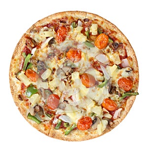 Isolated vegan pizza on white background,