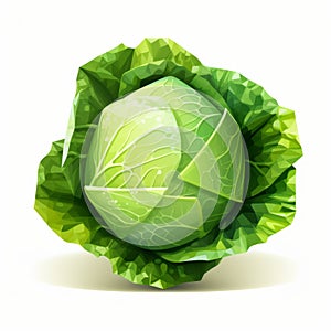 Isolated Vegetable Cabbage Vector Illustration In Low Poly Style