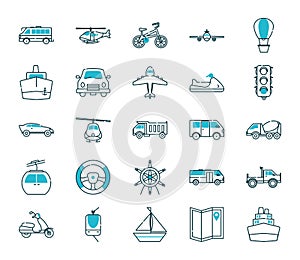 Isolated vehicles icon set vector design