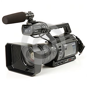 Video camera on white background