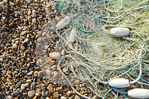 Isolated view of industrial fishing nets.
