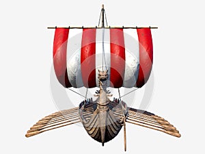 Isolated Viking Ship on White Background.