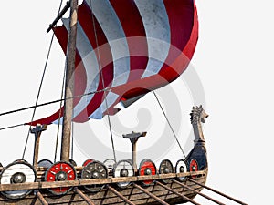 Isolated Viking Ship on White Background.