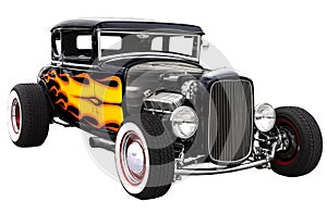 Isolated Vintage 1932 Hot Rod with Flames