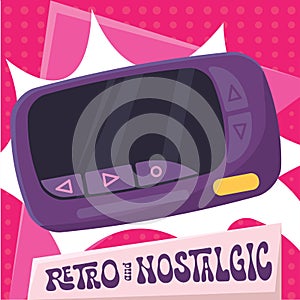 Isolated vintage beeper Nostalgic retro background Vector