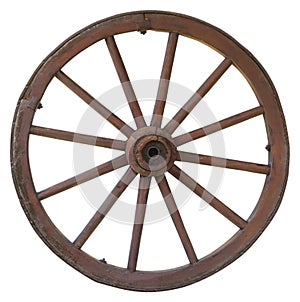 Isolated vintage carriage wheel