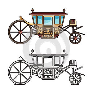 Isolated vintage chariot or carriage for wedding