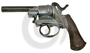 Isolated vintage firearm revolver