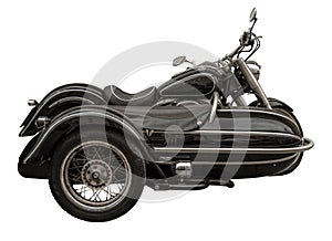 Isolated Vintage Motorcycle With Sidecar