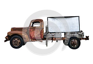 Isolated Vintage Pickup Truck With Sign