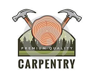 Isolated Vintage Woodwork Carpentry Logo Badge Emblem Illustration