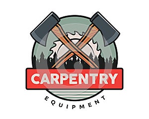 Isolated Vintage Woodwork Carpentry Logo Badge Emblem Illustration