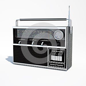 Isolated vintage world band radio 3d illustration