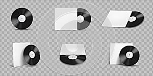 Isolated Vinyl Record Covers Mockup Realistic Icon Set