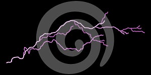 Isolated violet lightning , vector drawing