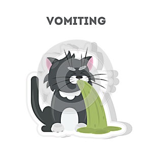 Isolated vomiting cat.
