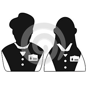 Waiter and waitress head icon