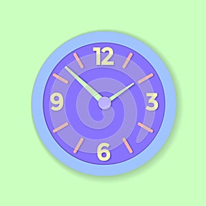 Isolated wall clocks in various colors. With a shadow