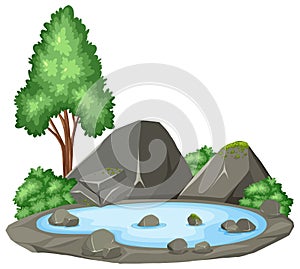 Isolated water pond on white background