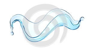 Isolated water splash on a white background. 3d illustration, 3d rendering