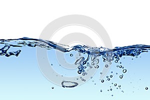Isolated water splashing with bubbles
