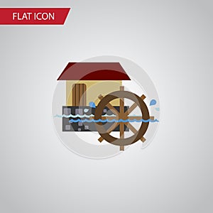 Isolated Watermill Flat Icon. Wheel Vector Element Can Be Used For Watermill, Wheel, Waterwheel Design Concept.