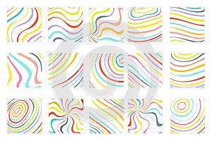 Isolated on white abstract colorful waves flowing squares background art design template set vector illustration