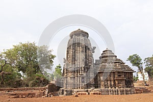 Isolated white backgorund View of SukaSari Temple in Bhubaneswar - Odisha, India