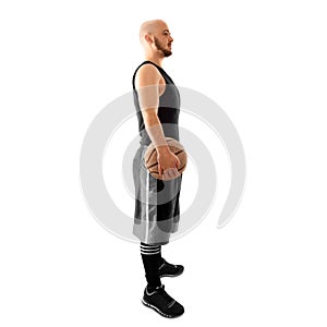 Isolated on white background basketball player with ball