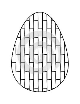 Isolated on white background Easter egg with geometric pattern . Black and white flat icon. Vector